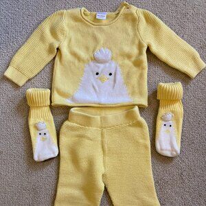 Hanna Andersson Chick Sweater Set with Slipper Socks 🐥
